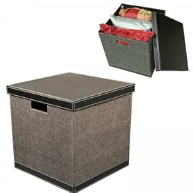 KD Lidded Storage Stool (Black) (17.5H x 17.5W x 17.5D)