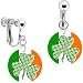 Ireland Green Plaid Shamrock Clip on Earrings