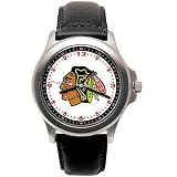 LogoArt Chicago Blackhawks Men's Leather Rookie Watch