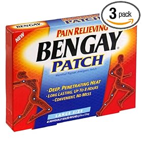 Bengay Pain Relieving Patch, Large Size, 4-Count Patches (Pack of 3)