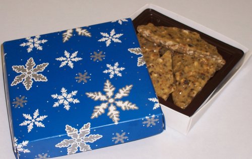 Scott's Cakes 1 2 lb. Hazelnut Brittle in a Snowflake Box by Scott's Cakes