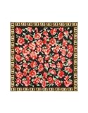 Dolce & Gabbana Black Floral Logoed Printed Silk Square Scarf