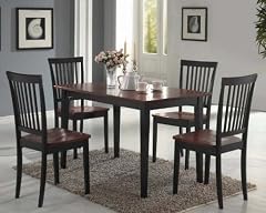 Cheap Product Coaster 5-Piece Dining Set, Table Top with 4 Chairs, Black and Cherry Onsale