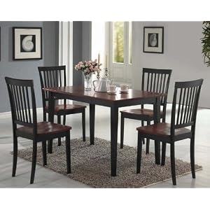 5pc Dining Table and Chairs Set Contemporary Style Two Tone Finish by 