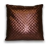 Thro by Marlo Lorenz 4186 Carole Faux Leather Basketweave 18 by 18-Inch Pillow, Brown