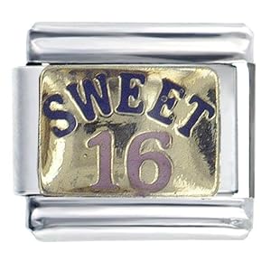 Golden Italian Charm Bracelet Sweet 16 February Jewelry