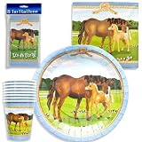 Horse PartyTheme Tableware and Invitation Set for 8 Guests