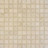 Arizona Tile Tumbled Travertine Tile, 1-by-1-Inch on a 12-by-12-Inch Mosaic Mesh, Ankara - 10-Pack