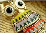 Retro Lovely Colorful Textured Owl Pendant With 25" Chain