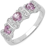 0.60 Carat Genuine Pink Sapphire and White Diamond Sterling Silver Ring