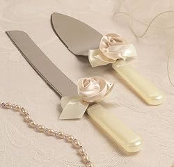 Blush Ivory Bouquet Cake Knife and Server