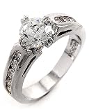 Silvertone Clear Cubic Zirconia Engagement Ring Fashion Jewerly