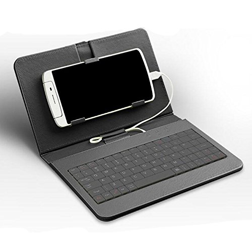 General Wired Keyboard Flip Holster Case For Andriod Mobile Phone 4.2''-6.8'' (black)