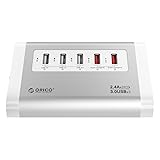 【日本直営店】 ORICO 3ポート HUB USB3.0ハブ 3+2ポート SuperCharger内蔵2急速充電ポート 電源アダプタ VL812チップ搭載 3.3ftケーブル付【スーパーチャージャー搭載】シルバー UH3C2