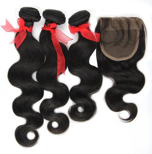 Eayon Hair® 100% Virgin Brazilian Weave for Cheap Body Wave 3pcs 10"-26" and Virgin Brazilian Wavy Hair Closure (4*4) Natural Color