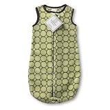 SwaddleDesigns zzZipMe Sack - Lime with Brown Mod Circles, 6-12 Months
