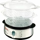 Tefal Aquatimer VC100915 Steamer, 2 Tier, Black and Chrome