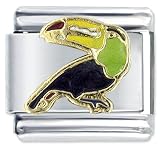 Animal Black Toucan Bird Italian Charms Bracelet Link