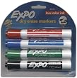 Expo Dry Erase Markers, Intense Colors, Low Odor Ink, Chisel Tip, 4 Markers: Red, Blue, Green & Black