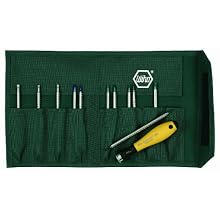 Wiha 26985 System 4 ESD Safe Drive-Loc Slotted 1.5-4.0 and Phillips 000-1 and Torx T1-T15, Interchangeable 12-Piece Set