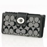 コーチ (COACH) 長財布 チェックブック付 シグネチャー ターンロック...