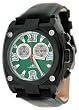 Adee Kaye Men's Black IP Chronograph Watch with Green Textured Dial #AK7982-M3