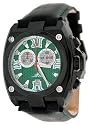 Adee Kaye Men's Black IP Chronograph Watch with Green Textured Dial #AK7982-M3