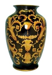 Black and gold porcelain vase - 12"H