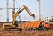 Wallmonkeys Peel and Stick Wall Decals - Backhoe Loading a Dump Truck - 18