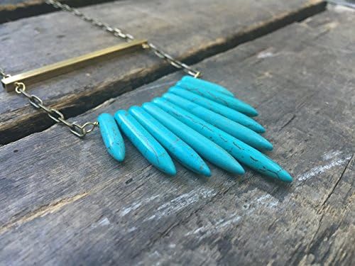 Turquoise Moon Beam Brass Necklace