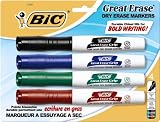dry erase markers:BIC Great Erase Grip Chisel Dry Erase Marker, Chisel Tip, Assorted, 4-Count (GDEMP41-Ast)