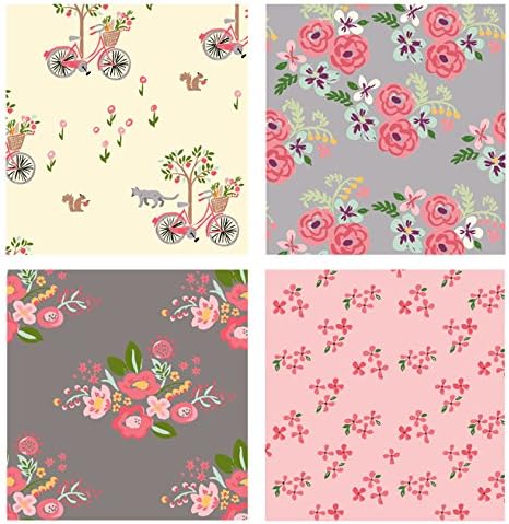 4 FABRIC BUNDLE - Bloom Fabric Sampler - ORGANIC COTTON - Pesticide Free, Low Impact Dyes - Nursery (Fat quarters)