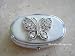 Beautiful Jeweled Pill Case with Mirror- White Butterfly