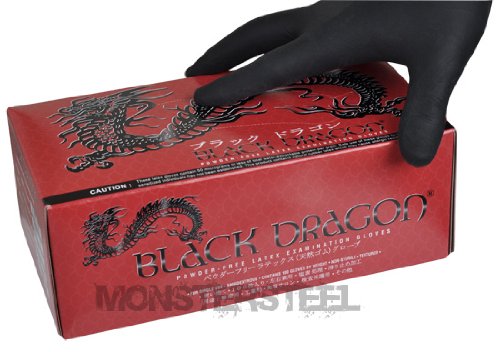 Black Dragon LATEX Body Piercing Tattoo Gloves SMALL