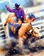 Dan Mcmanis Bull Riding Rodeo Cowboy Art Poster Print - 16" X 20"