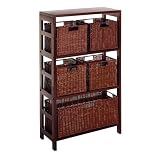 Espresso Wide Shelf with 5 Wire Baskets by Winsome