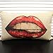 Ojia Cotton Linen Decorative Throw Pillow Cover Cushion Case, Sexy Red Lips
