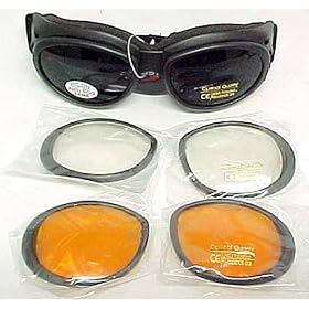 Interchangeable Motorcycle Goggles Smoke, Clear, Yellow
