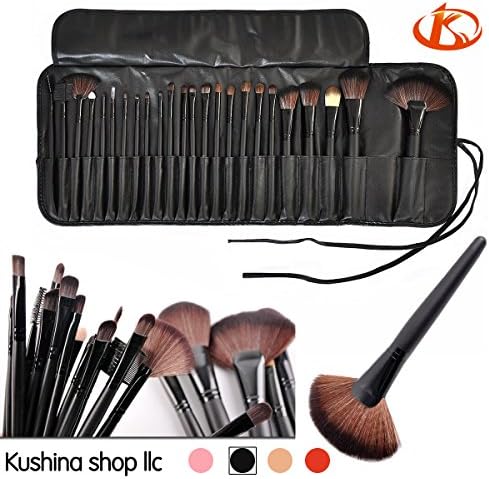 Kushina 24 Piece Pro Makeup Brushes Set, Premium Synthetic Makeup Brush Set Kabuki Cosmetics Brush Set (Black)