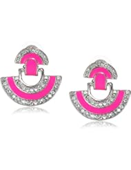 Yochi Pink Crystal Pendulum Swing Earrings