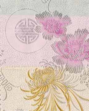 30" Silk Chinese Brocade Fabric, Water Blossom Misty by the yard