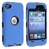 eforCity Hybrid Case for Apple iPod touch 4G - Black Hard/Blue Skin ~ eForCity