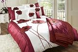 Double Bed Luxury Embroidered Duvet Cover Set Tabitha Red, Purple & Cream
