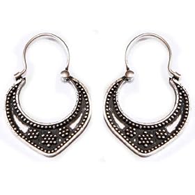 Bali Hoop Earrings Sterling Silver India Jewelry 1.5 inches (ers280)