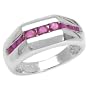 0.85 Carat Genuine Ruby Rounds Sterling Silver Ring