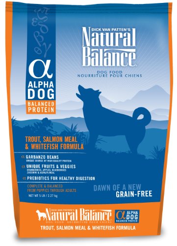 Dry Dog Food With Seafood Recipe:Natural Balance Alpha-Grain Free Trout, Salmon Meal, and Whitefish Formula for Dogs, 5-Pound Bag