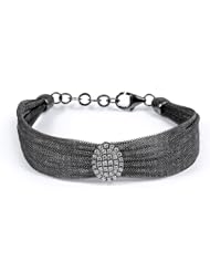 Sterling Silver & Cz Black Rhodium Plated Bangle