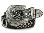 Ladies Western Rhinestone Silver Circle Studs and Horseshoes Decoration Genuine Leather Belt Size: S/M - 34 Color: Black