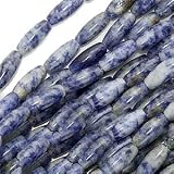 Blue Sodalite 5 X 12mm Tapered Tube Beads/ 16 Inch Strand