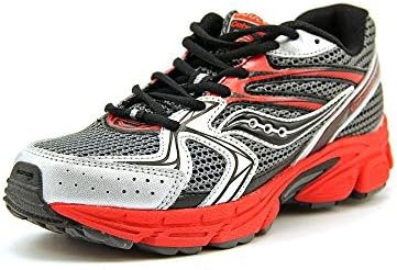Saucony Boys Cohesion 6 Lace Running Shoe (Little Kid/Big Kid),Grey/Black/Red,2 M US Little Kid